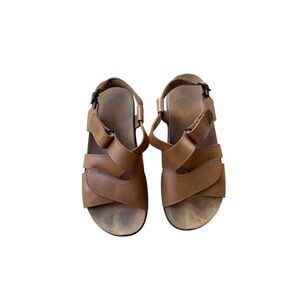 SAS Womens Brown Leather Huggy All Day Tripad Comfort Sandals Size 8M